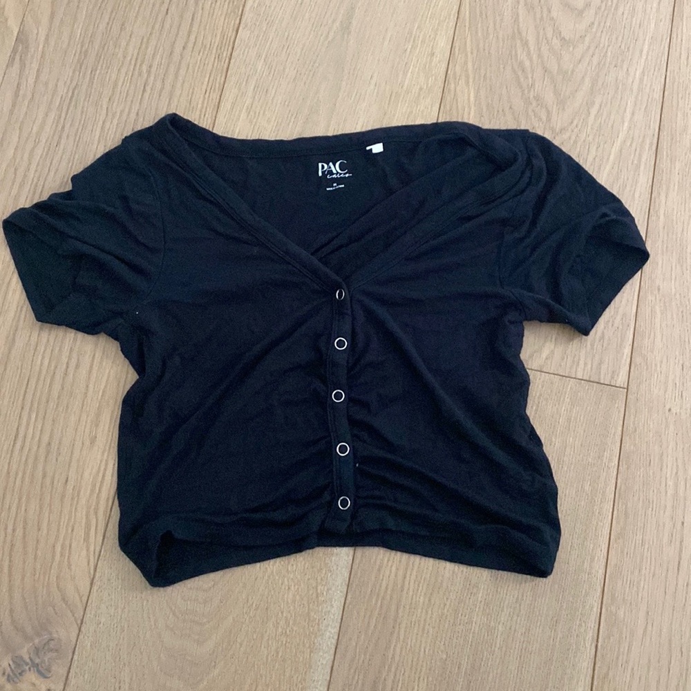Pacsun Black Button Crop Top